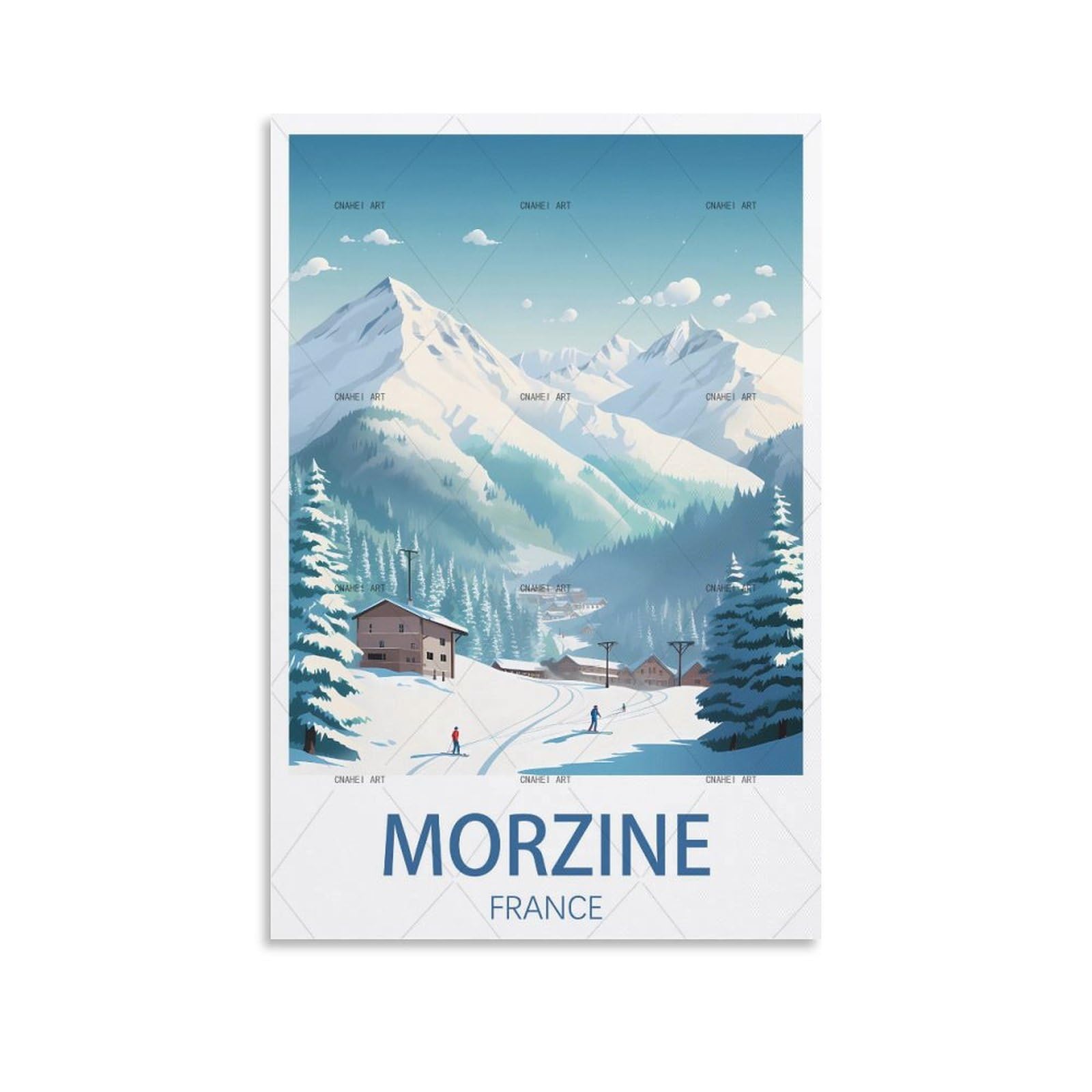 GuYaNa Morzine France Ski Travel Travel Poster Landscape 12x18inch(30x45cm) Canvas Wall Art Print Painting for Wall Decor Living Room Bedroom