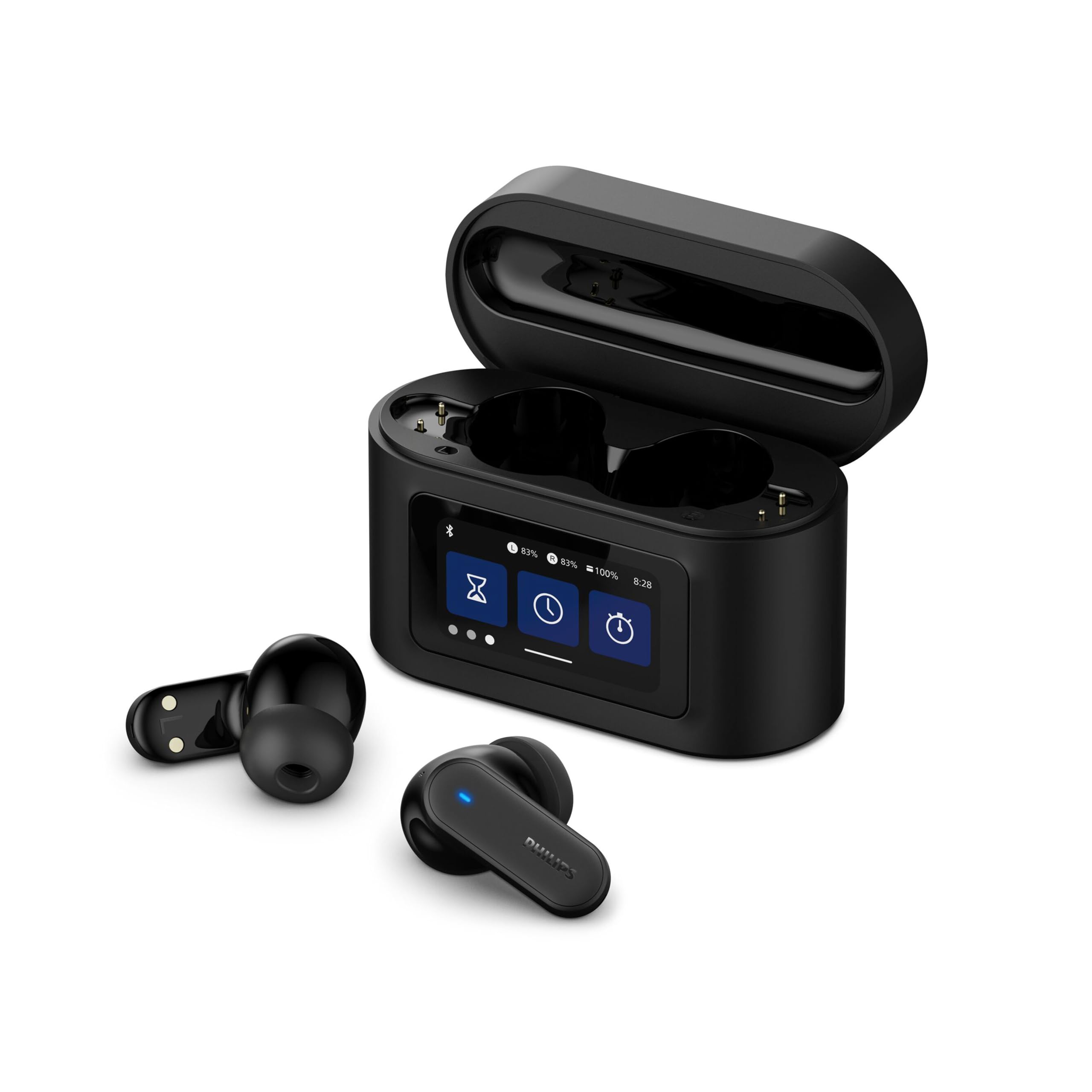 Philips TAT6000BK True Wireless Earbuds with Smart Charging Case, Noise Cancelling, 4 Mics, Dynamic Bass, 28H Playtime, Bluetooth 5.4, IPX5, Touch Controls, Voice Assistant - Black