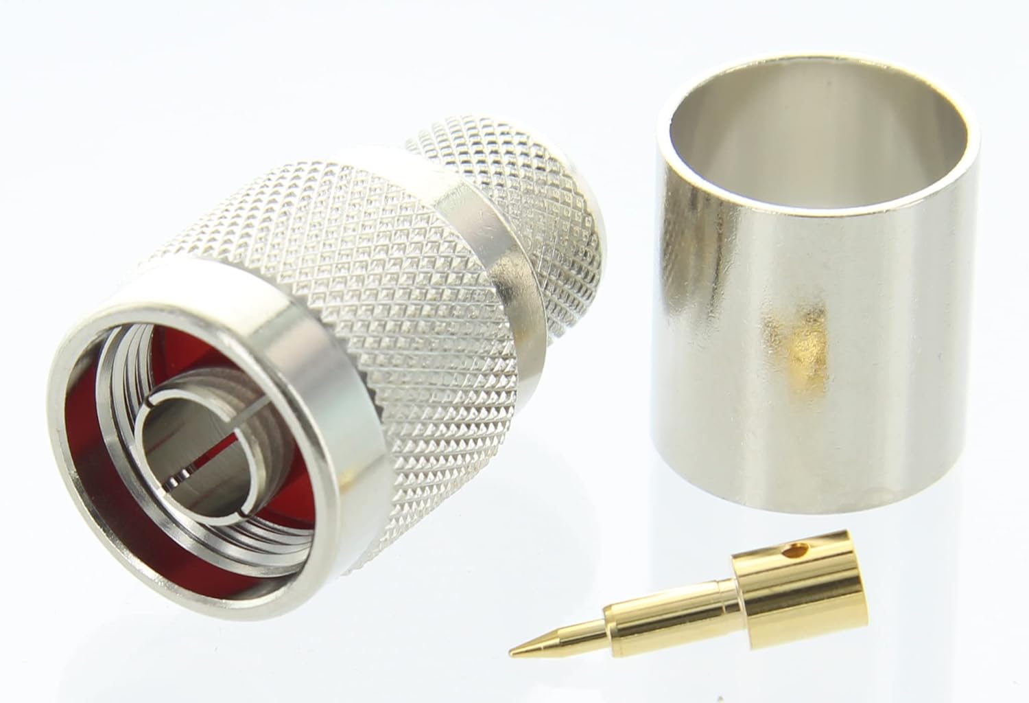 MPD Digital N Straight Male Plug, Crimp, Nickel/Brass, 50 Ohm, for LMR®600 (Pack of 10)
