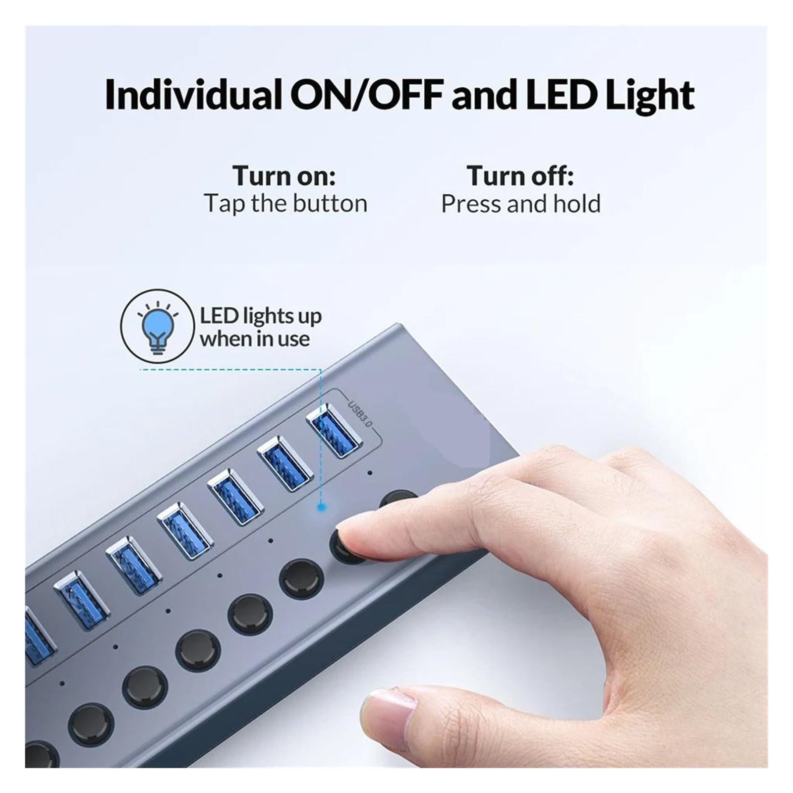Hub Multi USB, Interruptor Divisor De Varios Puertos, Toma Acoplamiento con Tecla Encendido Y Apagado, Adaptador/Cargador Energía Ranura For Enchufe 3,0 Múltiple Capacidad De Carga RáPida(13 USB)