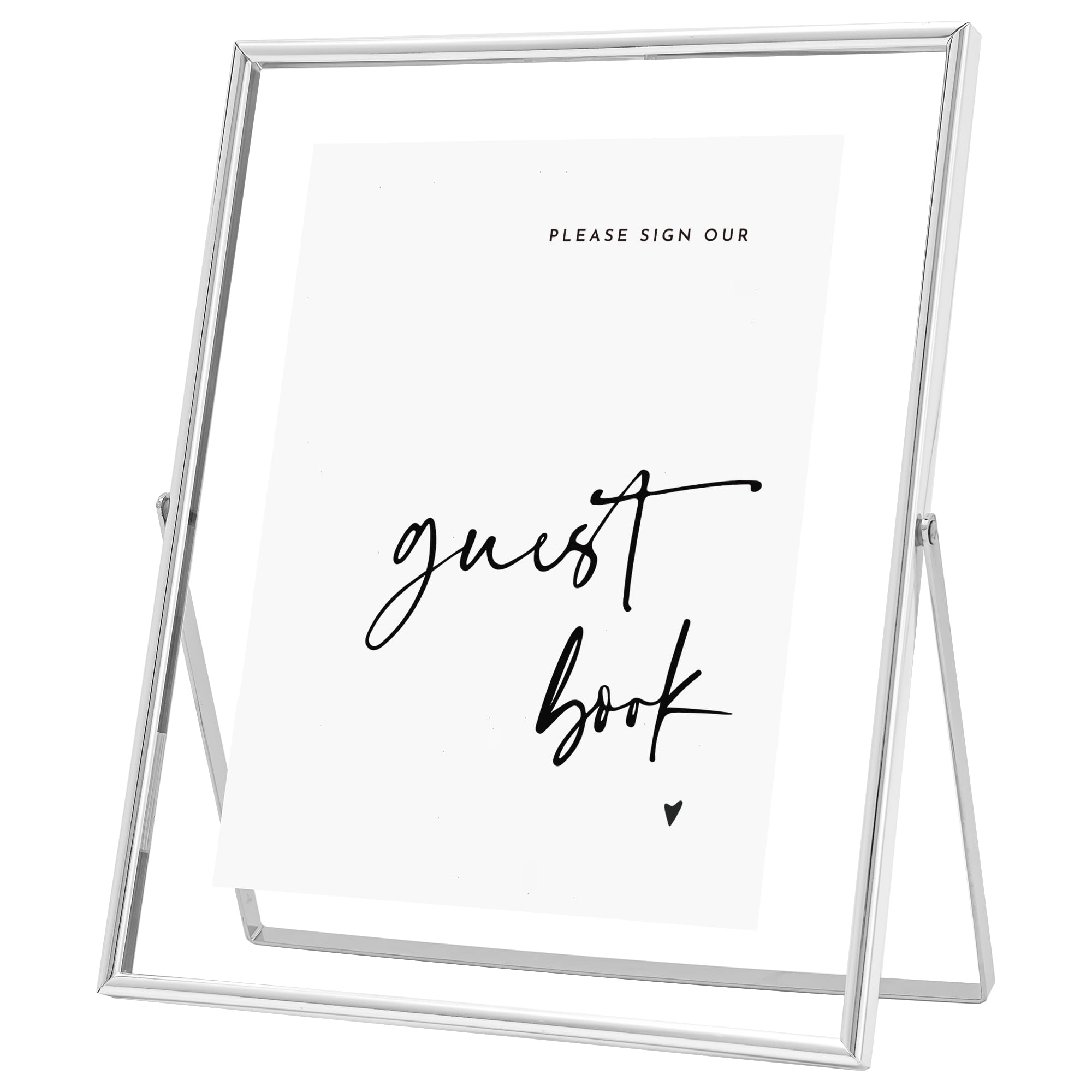 Calculs 'Please Sign' Wedding/Party Decorative Picture Frame Glass - Gold Sign Holder Outdoor Table Display Easels Silver 10x8 inces