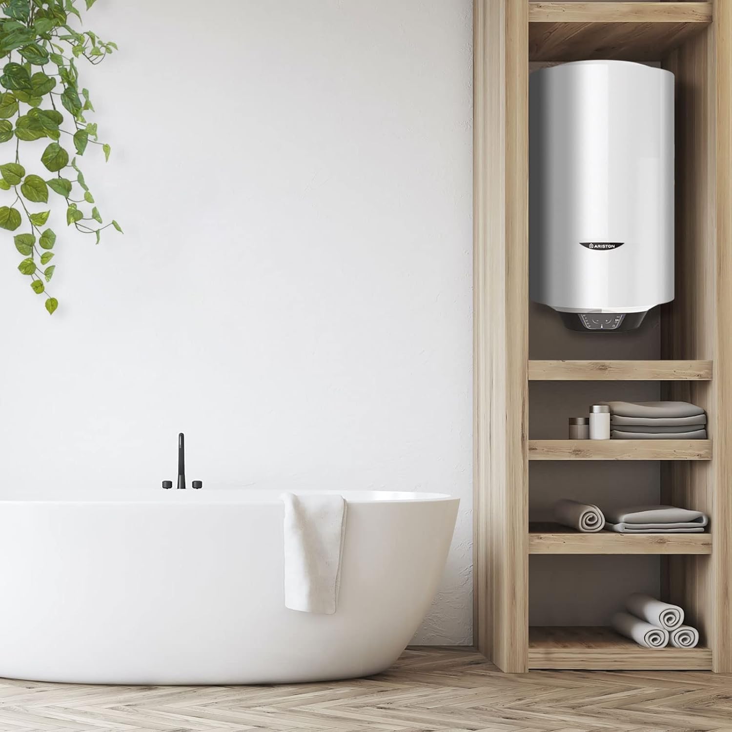 Ariston Pro1 Eco Slim - Scaldabagno elettrico 30 litri a basso consumo verticale, scaldabagno elettrico con funzione ECO 37,3 x 35,3 x 63,1 cm, prodotto per installazione in Spagna, efficienza a gamma