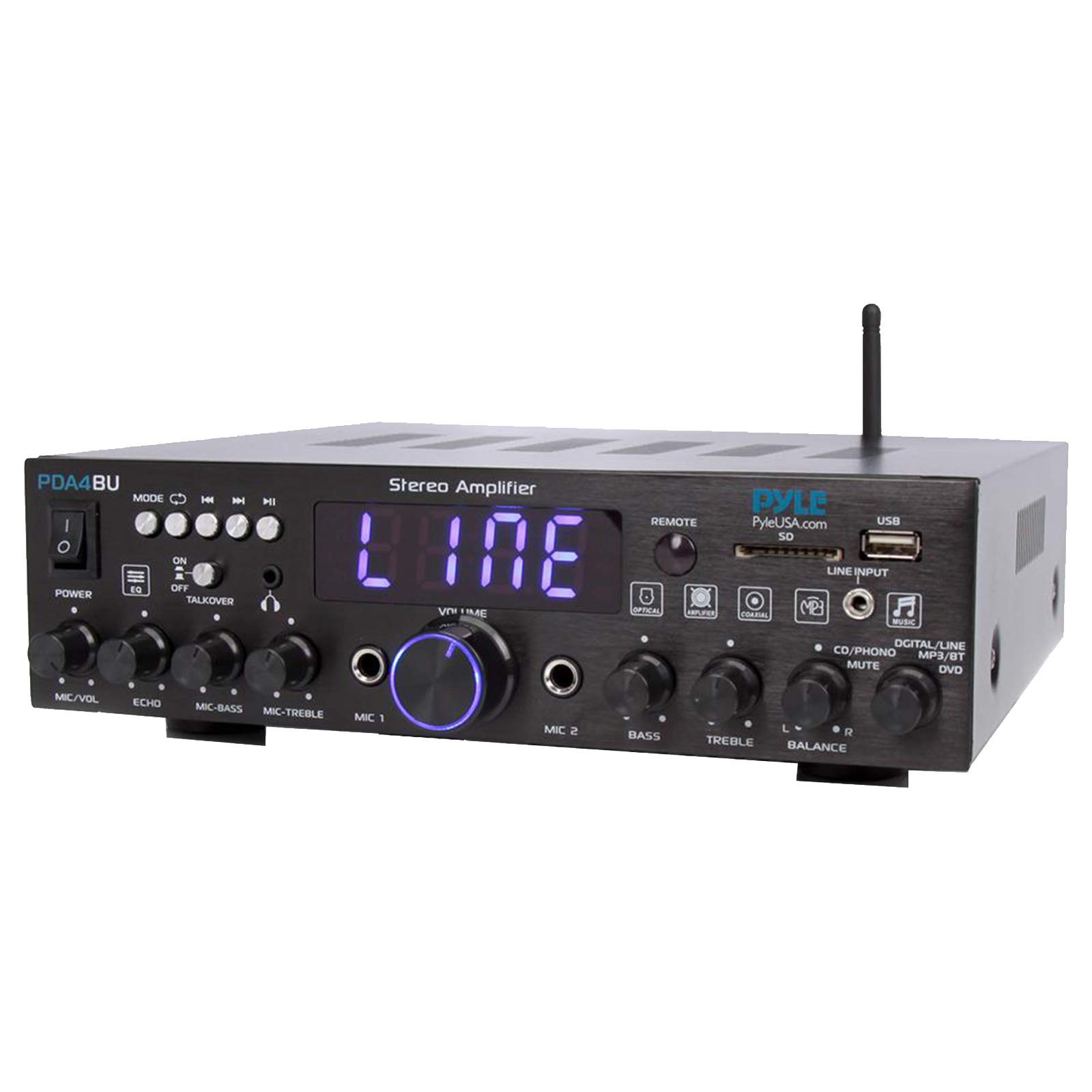 Pyle Wireless Bluetooth Stereo Amplifier-Multi-Channel 200W Amplifier Home Audio Receiver System Bundle Combo with 2x 3.5'' 3-Way Weather Proof Mini Silver Box Speakers, 16 Gauge Speaker Wire