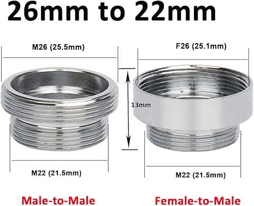 Miniatura 2 de Adaptador de aireador de agua para grifo, conector de aireador de filtro de agua de grifo de latón, adaptador de rosca NPT de 1.024 in a 0.866 in