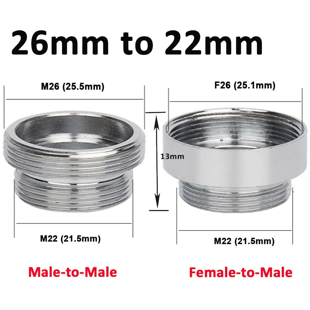 Lot De 2 Adaptateurs De Robinet En Laiton, Extension De Robinet, 22 Mm