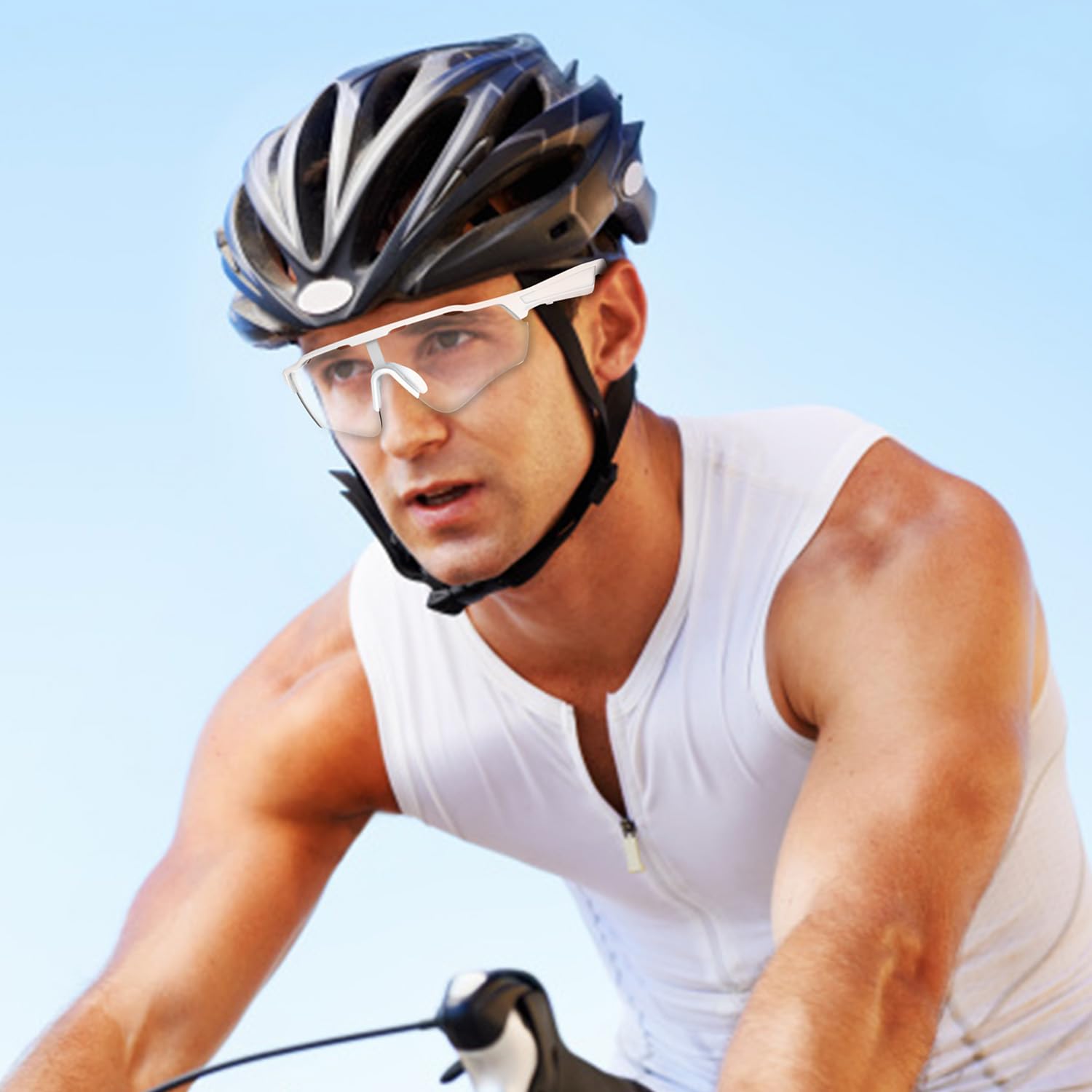 Home Lunettes de soleil Bluetooth pour homme avec haut-parleur, lunettes audio sans fil avec appels mains libres et musique, protection UV400, IPX5 pour sports et activités de plein air - Blanc