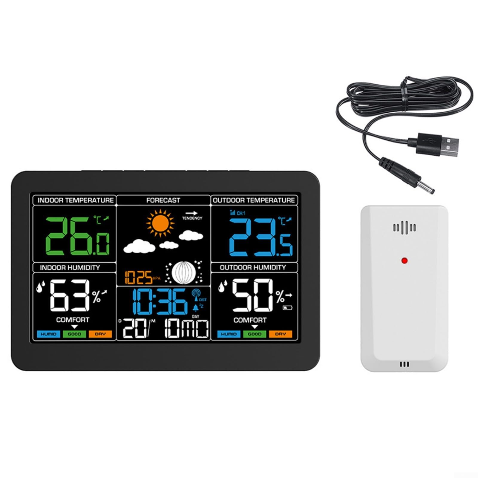 Stazione meteo digitale wireless, display LCD da 76 pollici, termometro igrometro per interni ed esterni, per uso domestico e ufficio