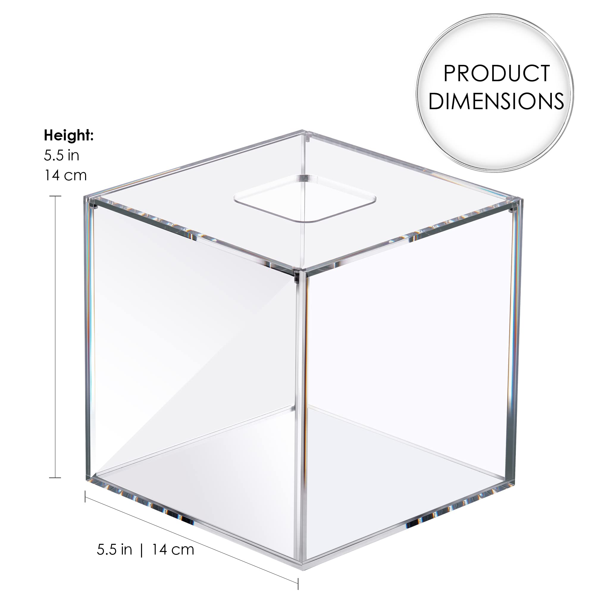 Elavain Clear Acrylic Square Facial Tissue Box Holder, Modern Tissue Dispenser, Decorative Tissue Holder for Bathroom Décor, Perfect Tissue Box Holder to Insert Original Tissue Box or Without The Box