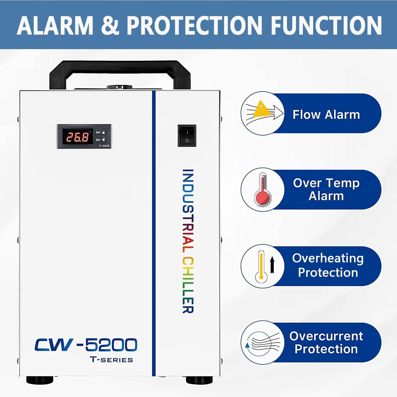 Industrial Water Chiller Cool 15W-30W Solid-State Laser or a Single 30W RF Laser CW-5200TI