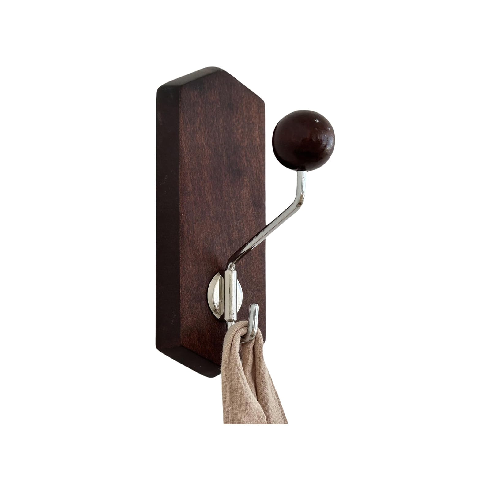 Zbiianxer Brown Instants Mount Beechwood Hook With Strong Technology Hold On Metal Surfaces Without Tool Required Wood Wall Mounted Hook