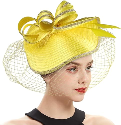 Beaupretty Tocado con diadema Tocado tocado para mujeres y niñas, diadema de malla de velo, sombrero de fiesta de té