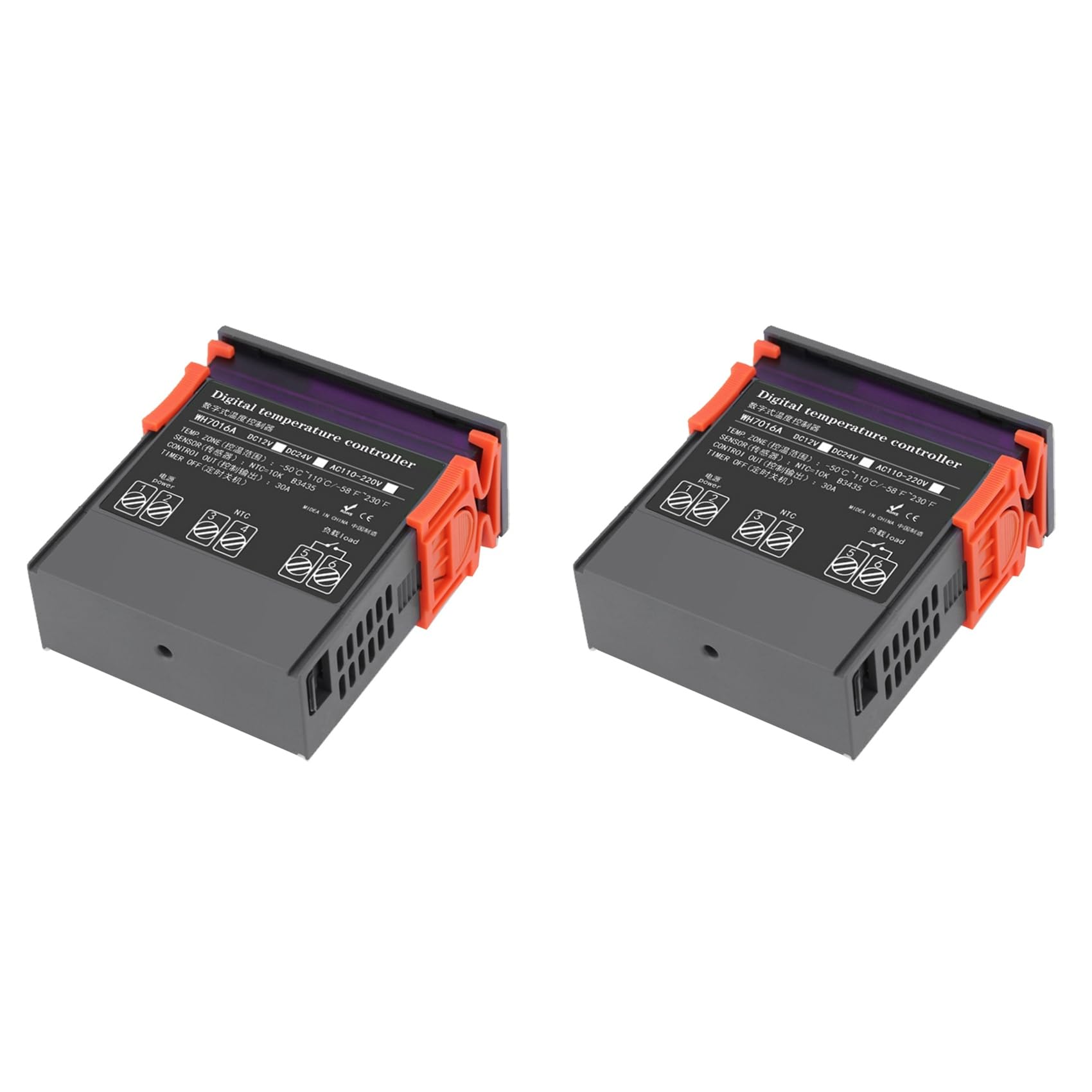 Jnchdghwa Photo Color 2X 7016A Digital Temperature Controller 220V 30A With High-Power Temp Control Thermostat Heating Cooling Sensor