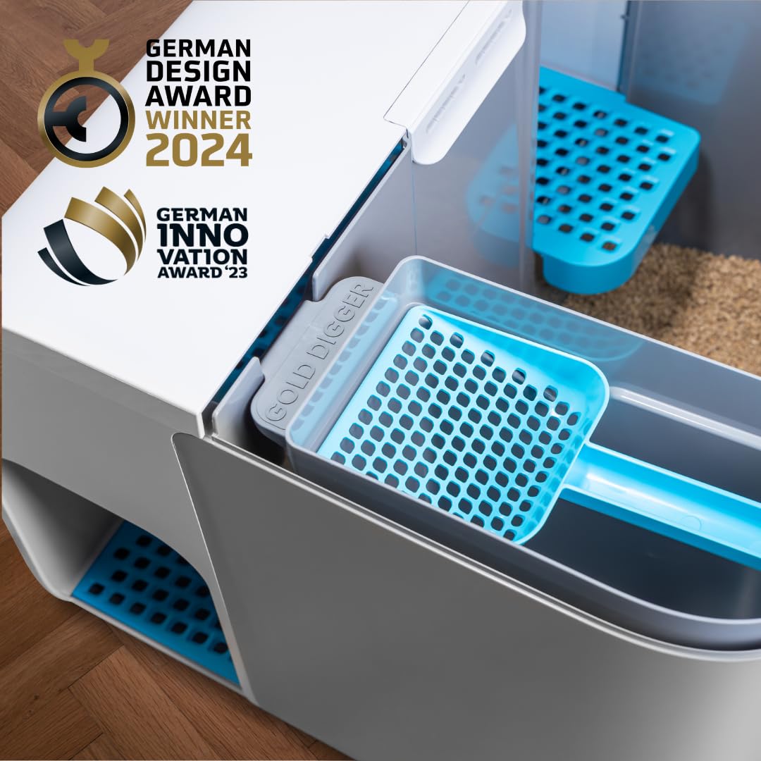 elly&bruce Katzentoilette Cloou® XL (weiß) | Geschlossenes Katzenklo mit Deckel | Ideal für große Katzen & Stehpinkler | Keine Streu auf dem Boden | Weniger Geruch | Design & Qualität Made in Germany