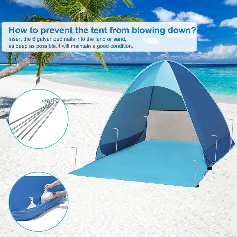 Tende Pop-up, Tende da Campeggio sulla Spiaggia, Tende Pieghevoli per Esterni Resistenti Ai Raggi UV, Leggere E Impermeabili, Come Tende da Sole per Le Case dei Bambini E I Giardini Blu - Ray