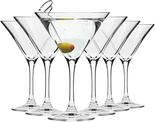 Krosno Martini- und Cocktailgläser Avant-Garde Kollektion, 6er Set, 240 ml | Bleifreies Kristallglas für Martini, Cosmopolitan und Premium-Cocktails, elegante Form, spülmaschinenfest