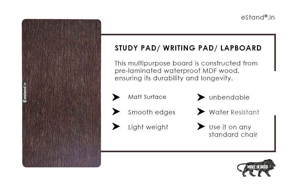 Image of Lap Board for Study | Home | Dining | Office | Laptop | Computer Desk | Reading & Writing | Multi-Purpose | Made in India | (WENGE, Lap Board 12 inchX23 inch WENGE)