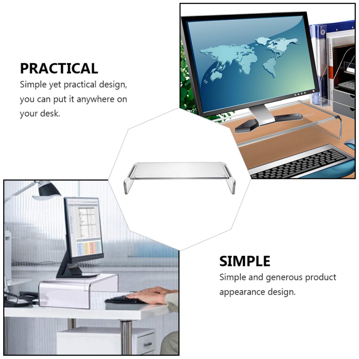 MAGICLULU Soporte Elevador Diseño Práctico y Simple para Monitor de Computadora de Acrílico Transparente Reduce la Fatiga Ocular y Cervical para Oficina y Hogar