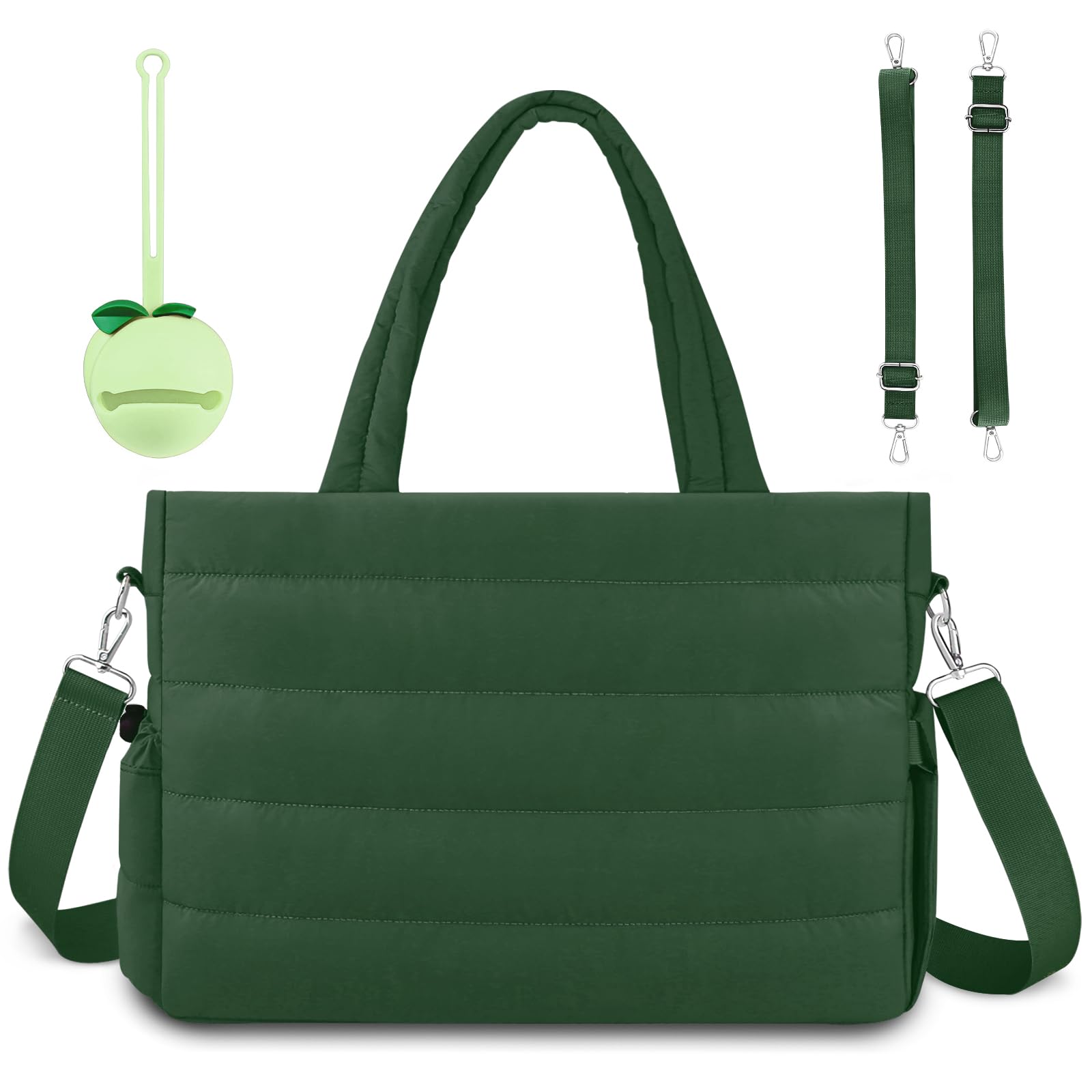 KUBYA Diaper Bag Tote, Puffer Diaper Tote Bags for Women Lightweight Travel Work Hospital Baby Bag Crossbody Mommy Bag