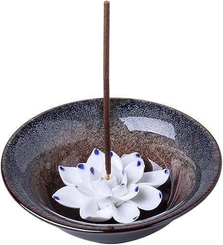 uniidea Soporte de incienso de cerámica para quemador de incienso de loto para palos, soporte para varillas de incienso artesanal, 4.62 pulgadas,