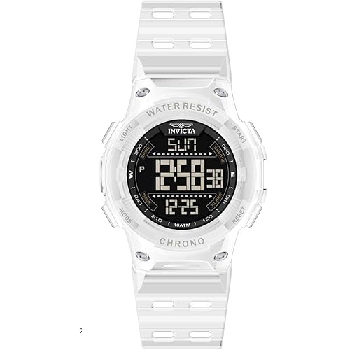 Invicta Racing Men 52mm Plastic White Black dial Electronic Digital