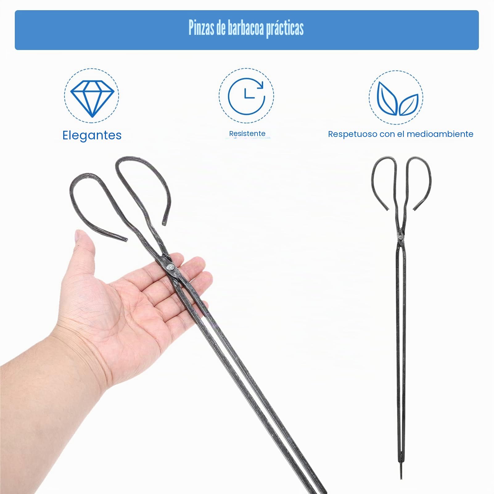 Angoily Pinzas de Tijera de Acero Inoxidable Pinzas de Carbón para Barbacoa Extra Largas para Cocinar Comida para Cocinar Barbacoa 60Cm