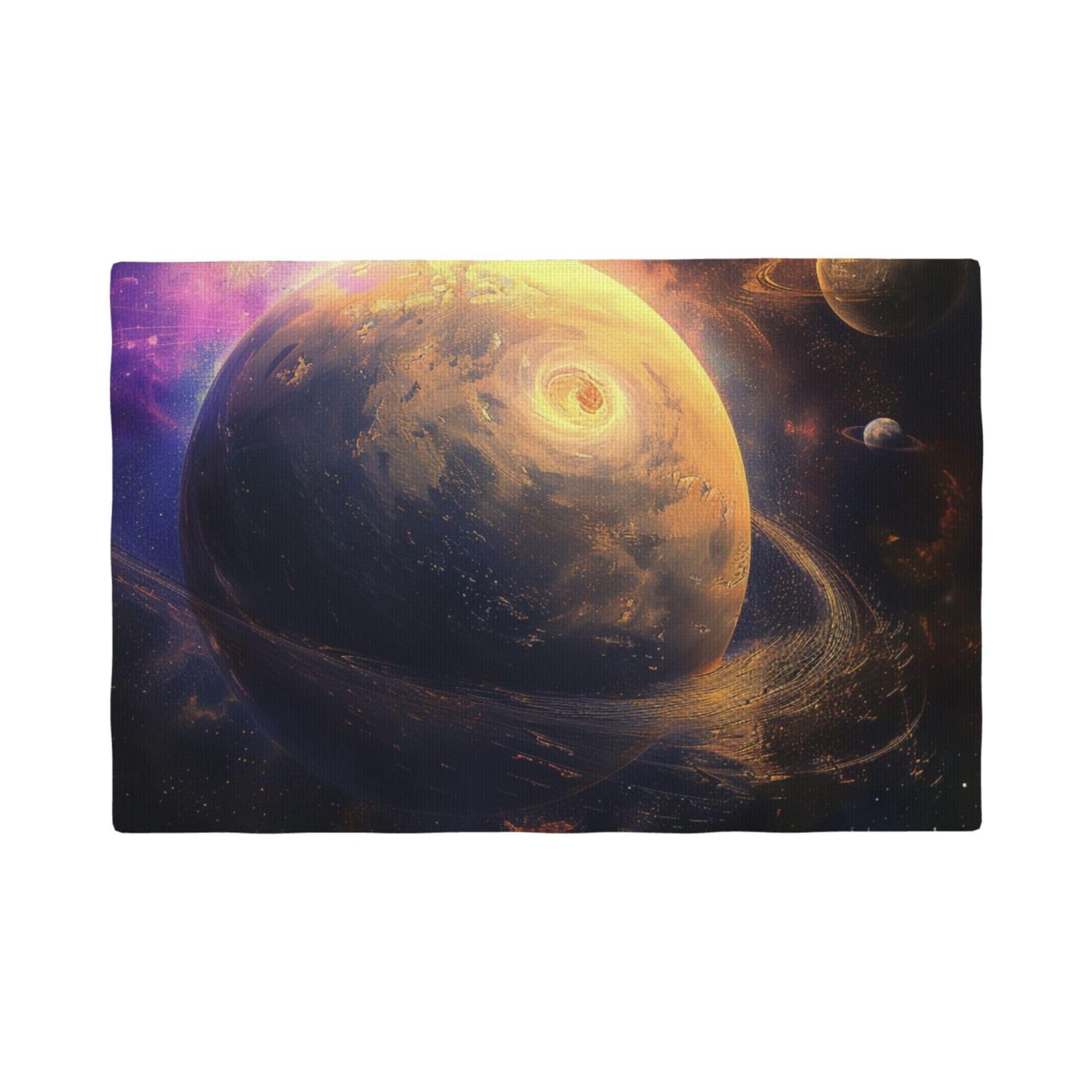 Planet Print Placemats Set, Heat Resistant Washable Placemat 12x18in Table Mats for Party Kitchen Dining Table Decoration Indoor Outdoor, Six Piece