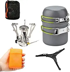 Conjunto De Panelas para Camping Mini Fogareiro 3000w + Base