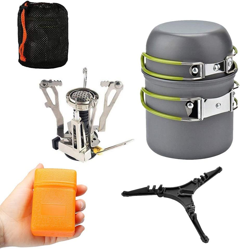 Conjunto De Panelas para Camping Mini Fogareiro 3000w + Base