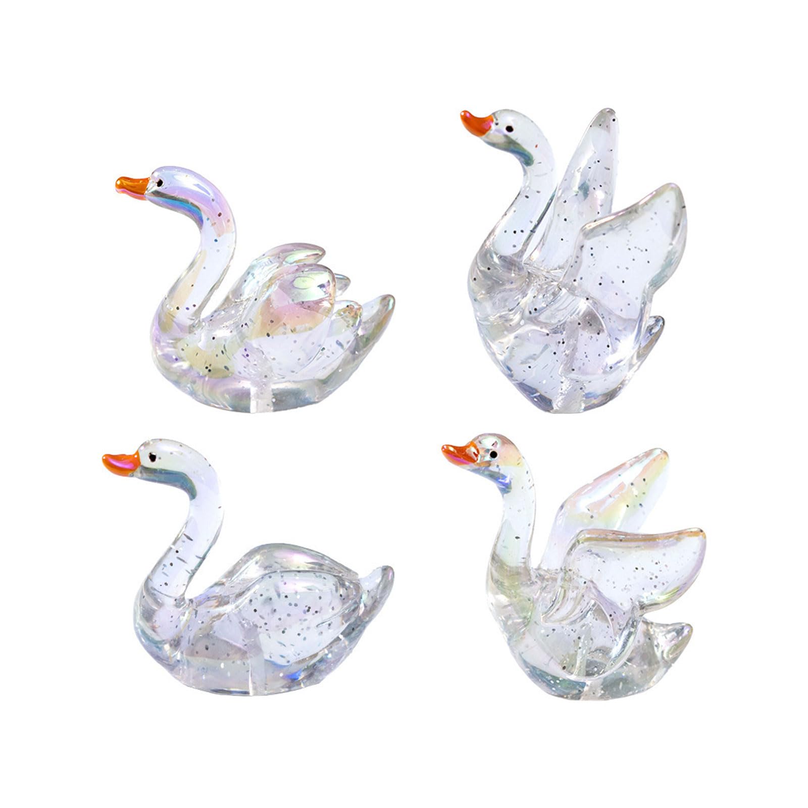 Ekoama Minisature Gooses Statue Garden Decors Resin Gooses Figurines Toy Minis Cake Toppers for Birthday Party Decoration Suppl