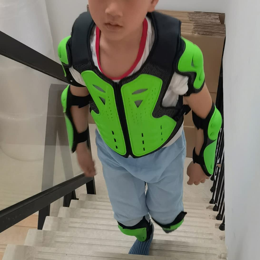 Gilet de Protection Enfants 5-13 Ans avec Genouillères et Coudières, Accessoires Skateboard Vert