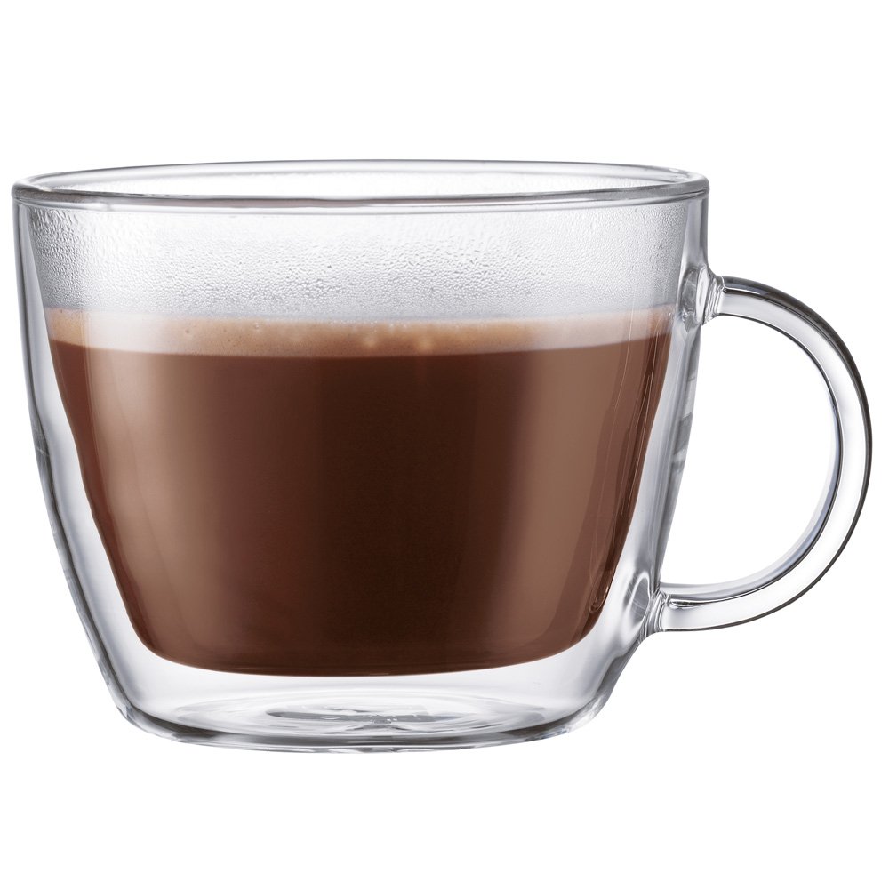 Bodum Transparent Bistro 0.45 Litre 15 Oz 2-Piece Double Wall Cafe Latte Cup,10608-10