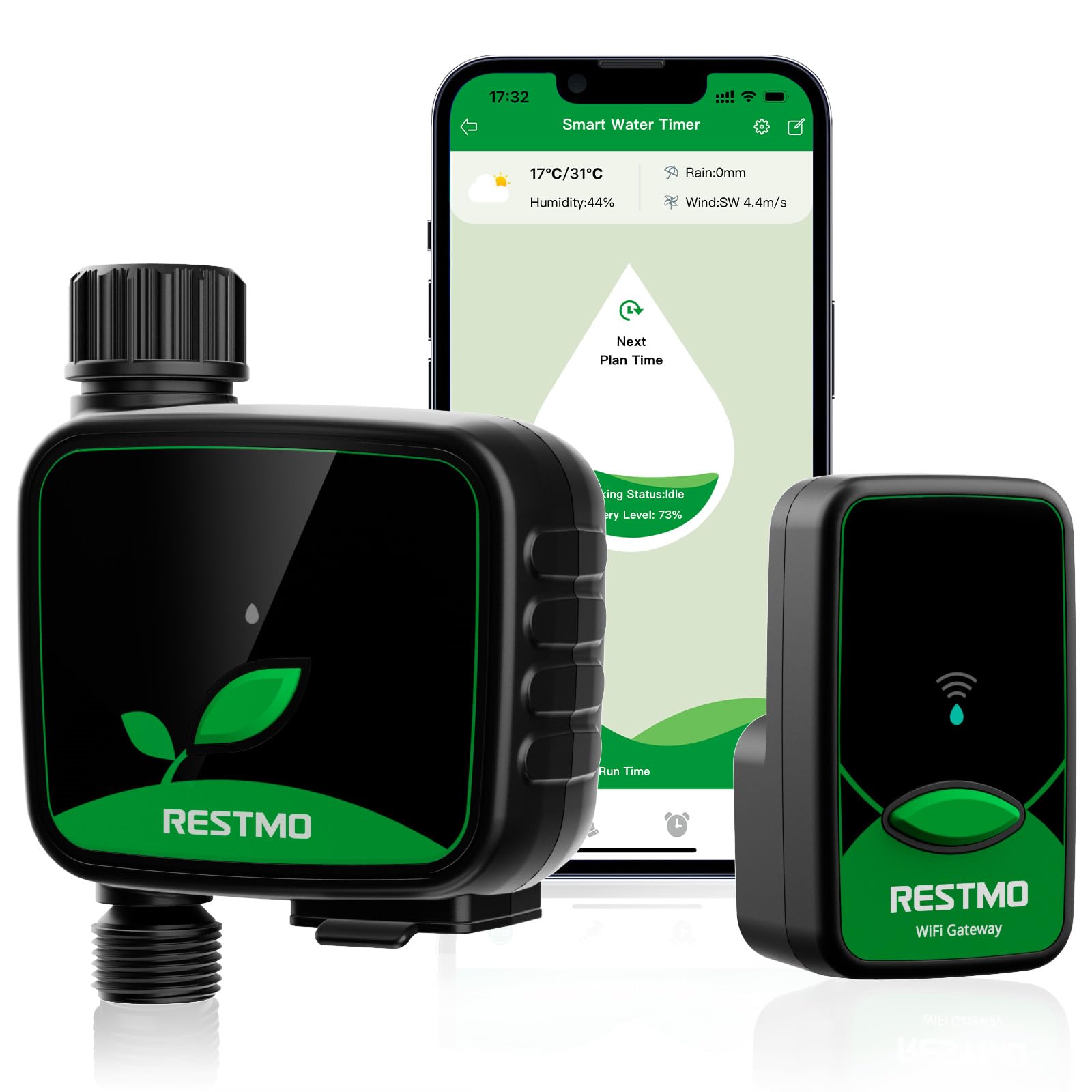 RESTMO computer WiFi, timer programmabile irrigazione, 3 modalità, adatto per rubinetti esterni e prato, 1 zona