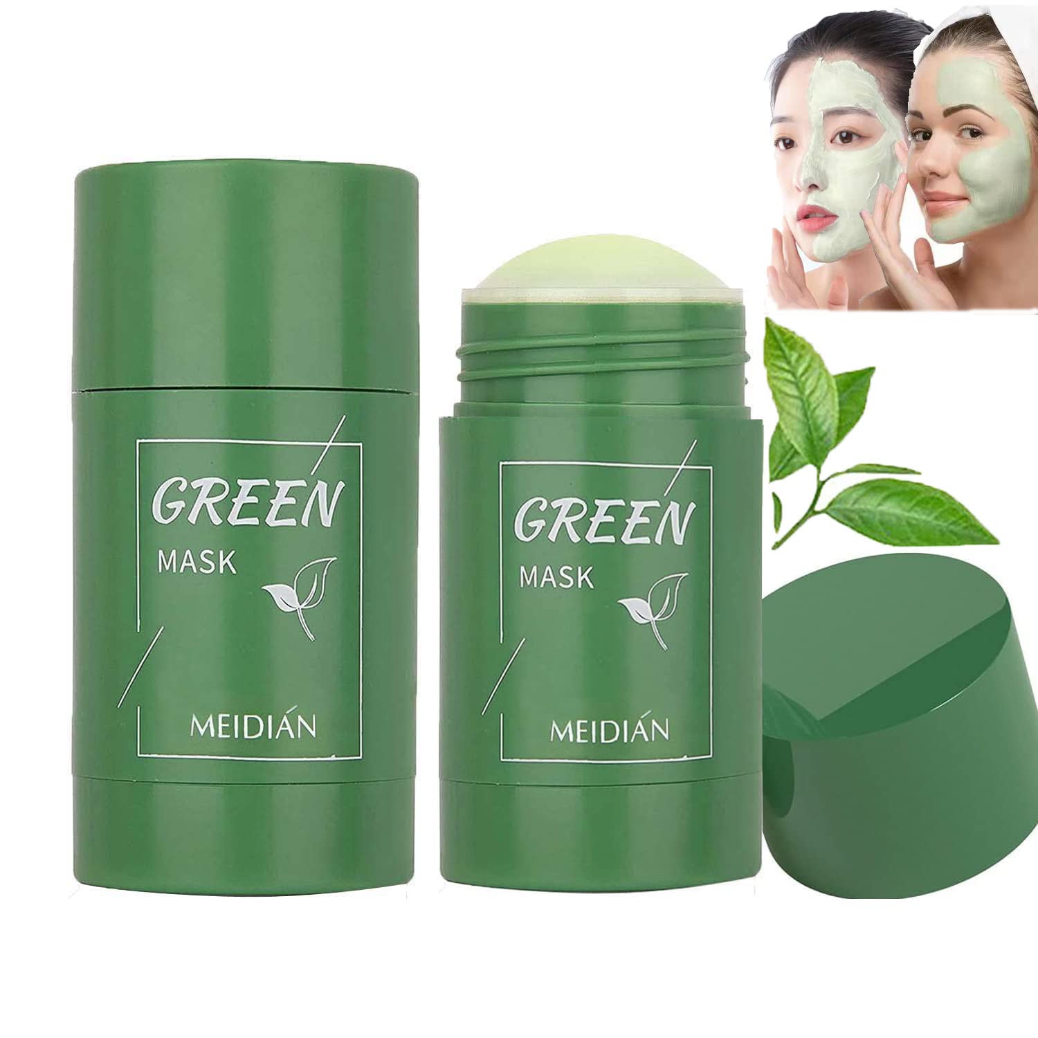 Green Tea Stick Mask, Deep Cleansing Pore, Removes Oil Control, for ​All Skin Types of Men and Women (2 Pcs)