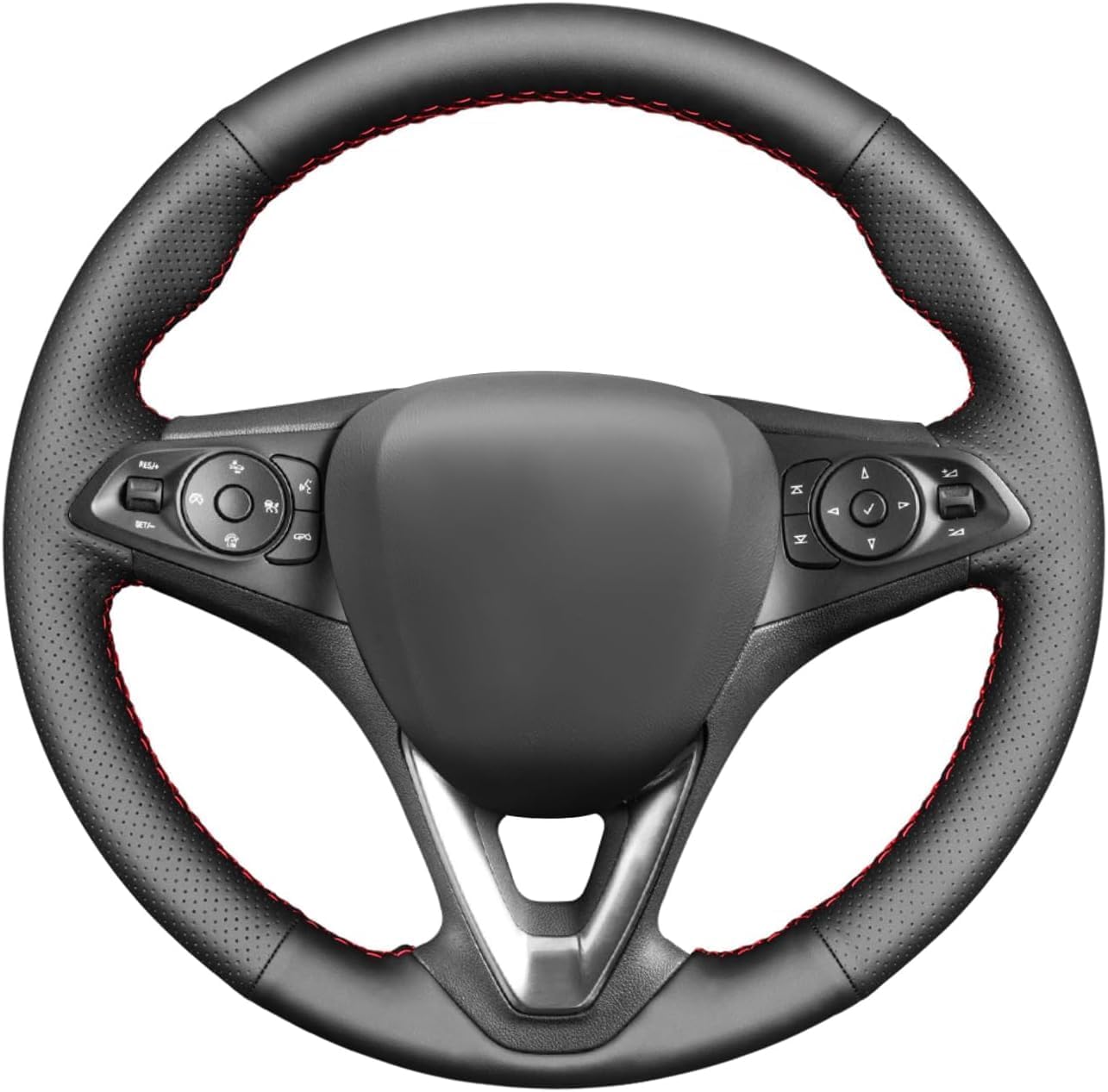 MEWANT Steering Wheel Cover Hand-Stitched Genuine Leather Steering Wheel Wrap for Opel Astra (K) / Corsa (E) / Crossland X/Grandland X/Insignia (CT) B/Karl/Zafira (C)