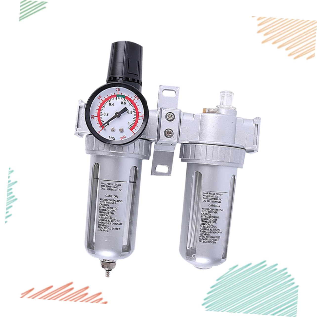 Homoyoyo Regolatore Aria con Separatore Scarico per Compressori e Strumenti Pneumatici Controllo Umidità e Pressione Aria