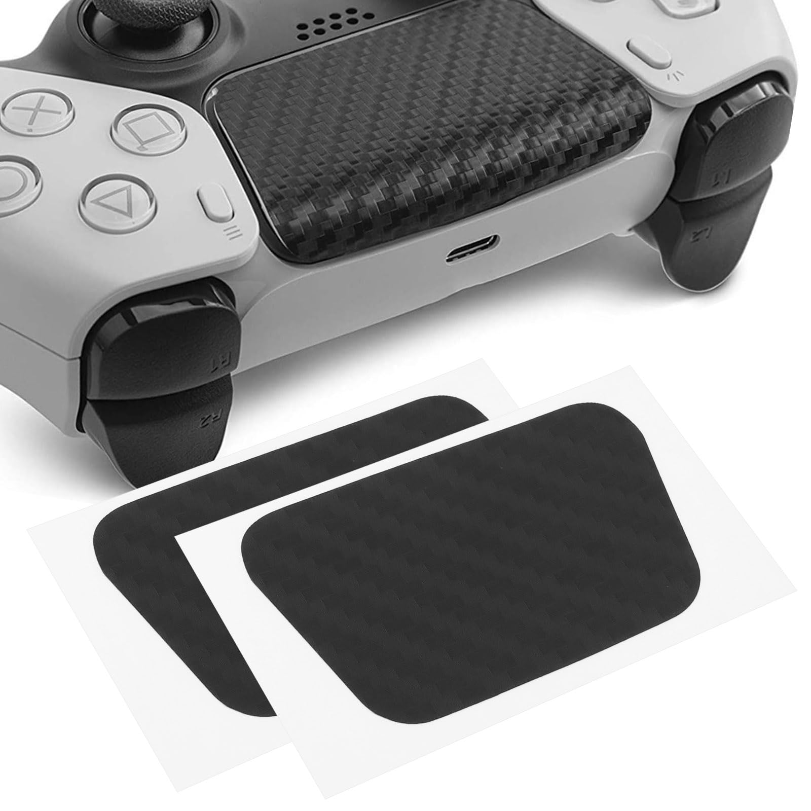 The Lord of the Tools Lot de 4 autocollants de protection pour manette de jeu compatibles avec manette de PS5, noir carbone