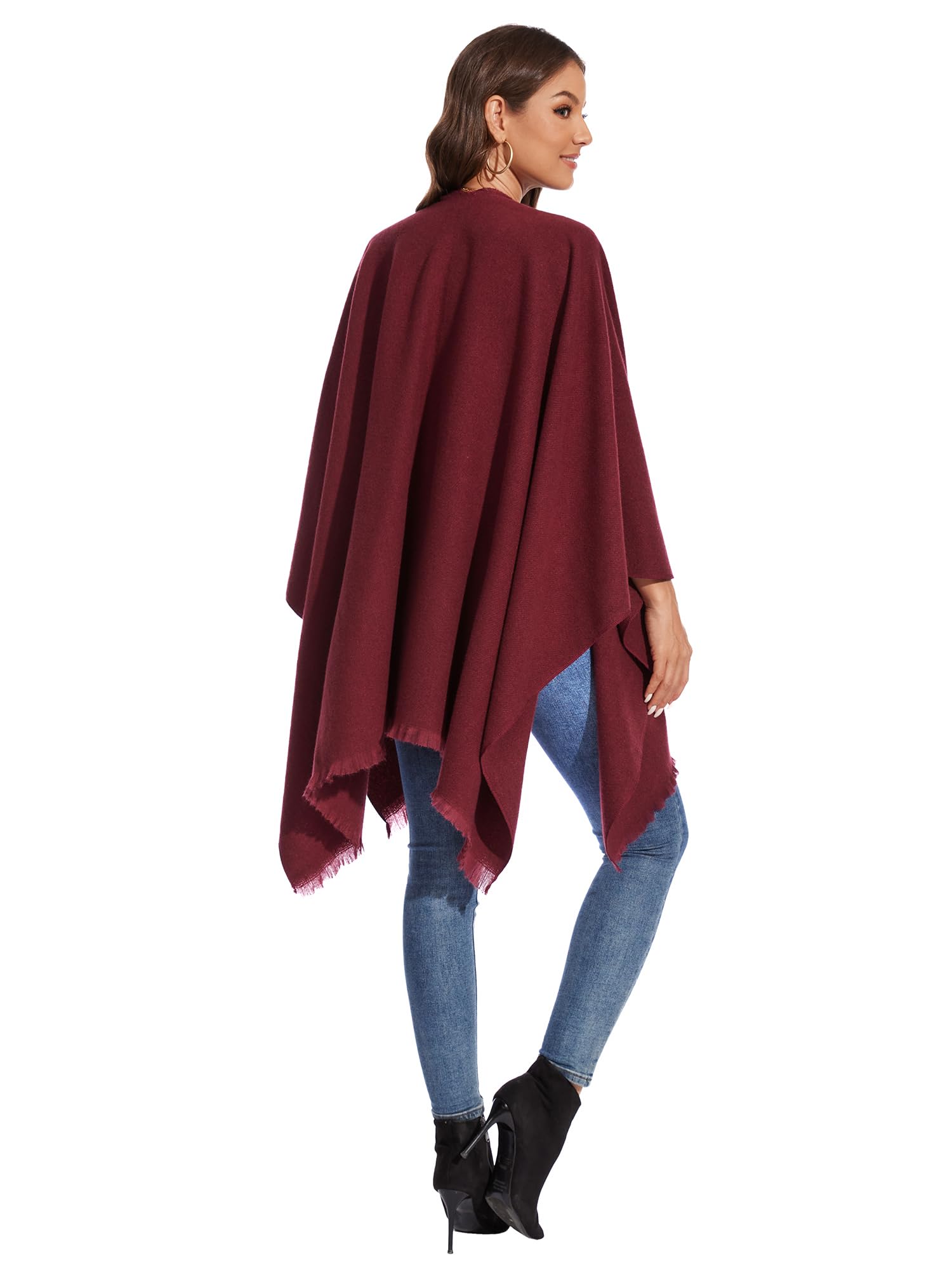 colornival Elegante Mantella da Donna con Fronte Aperto Poncho Morbido, Adatto per Primavera, Autunno e Inverno