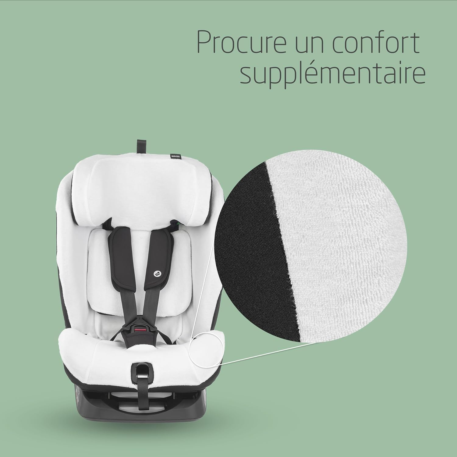 Maxi-Cosi Housse de Siège-auto en Coton Biologique pour Titan S i-Size & Titan S Comfort, Matériaux Doux, Respirants et Absorbant L'humidité, Lavable en Machine, Natural White