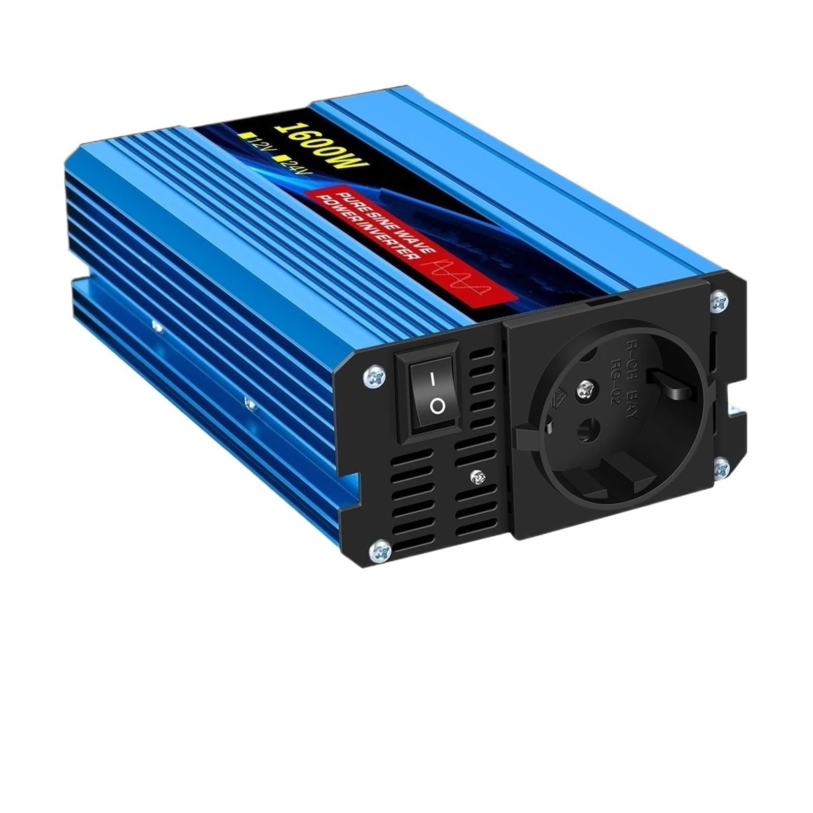Inversor Inversor De 1000W-10000W, 12V/24V, 220V, Convertidor De Onda Sinusoidal Pura, Inversores Solares con LED, Enchufe UE(12V 50HZ,1600W)
