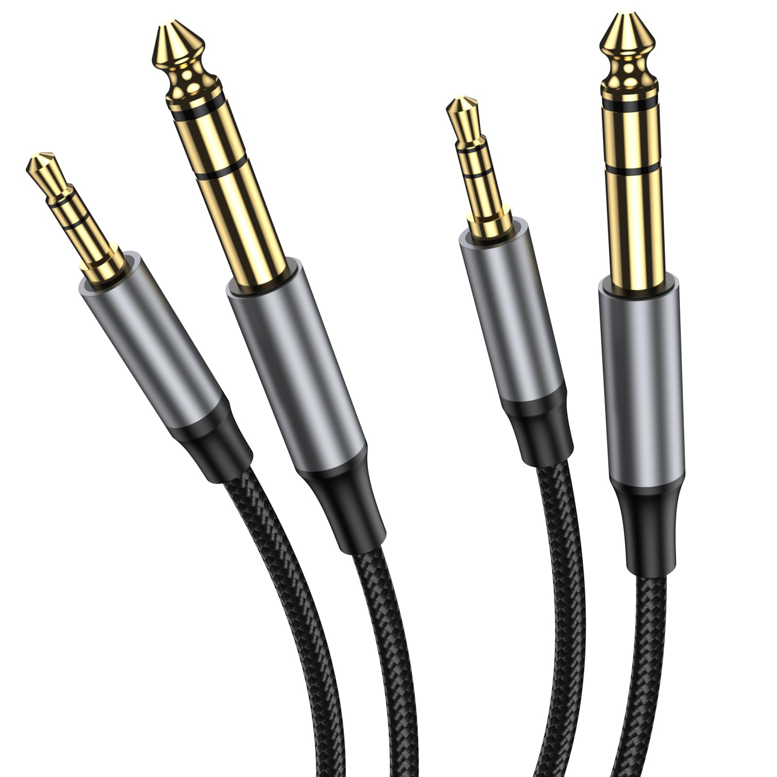 3M 3,5mm a 1/4 adattatore audio cavo stereo TRS 1/8 a quattro pollici TS 6,35mm Y splitter chitarra AMP Aux cavo per cellulare, commutatore, home cinema apparecchiature (2Pack)