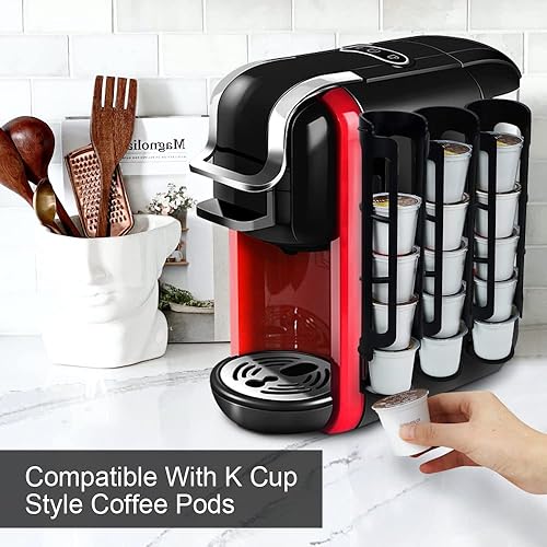 Miniatura 6 de Soporte para cápsulas de café K-Cup para Keurig, organizador de almacenamiento de montaje lateral, perfecto para mostradores pequeños (negro,