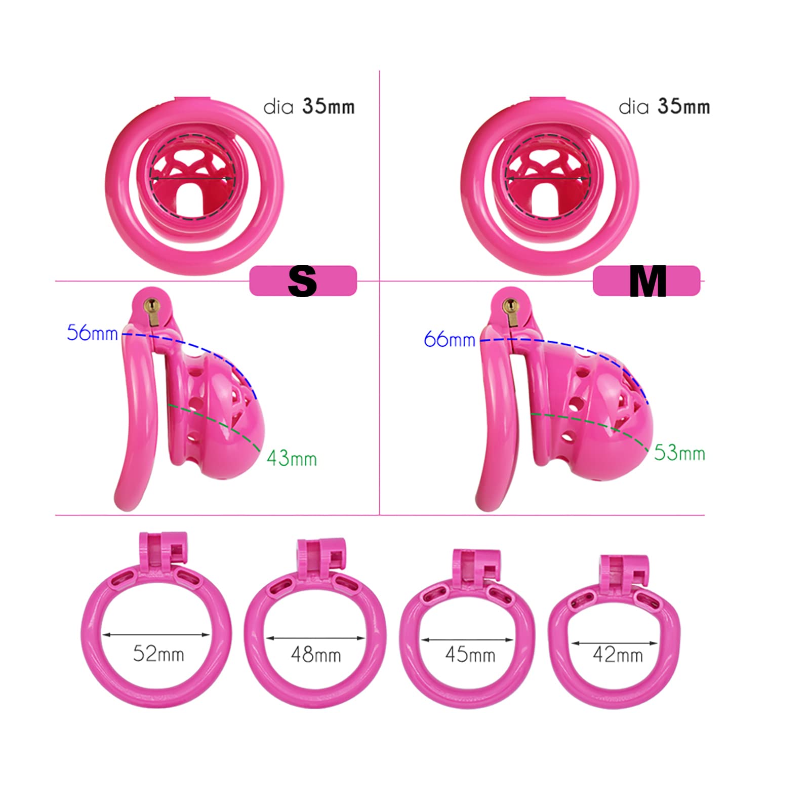 Glatt Harz Peniskäfig mit Harnröhre öffnen 4 Penis Ring Cb Cock Cage Penis Cage Cockcage Bondage SM Sex Spielzeug Toy Keuschheitsgürtel Für Herren（S-Größen Pink Lila）