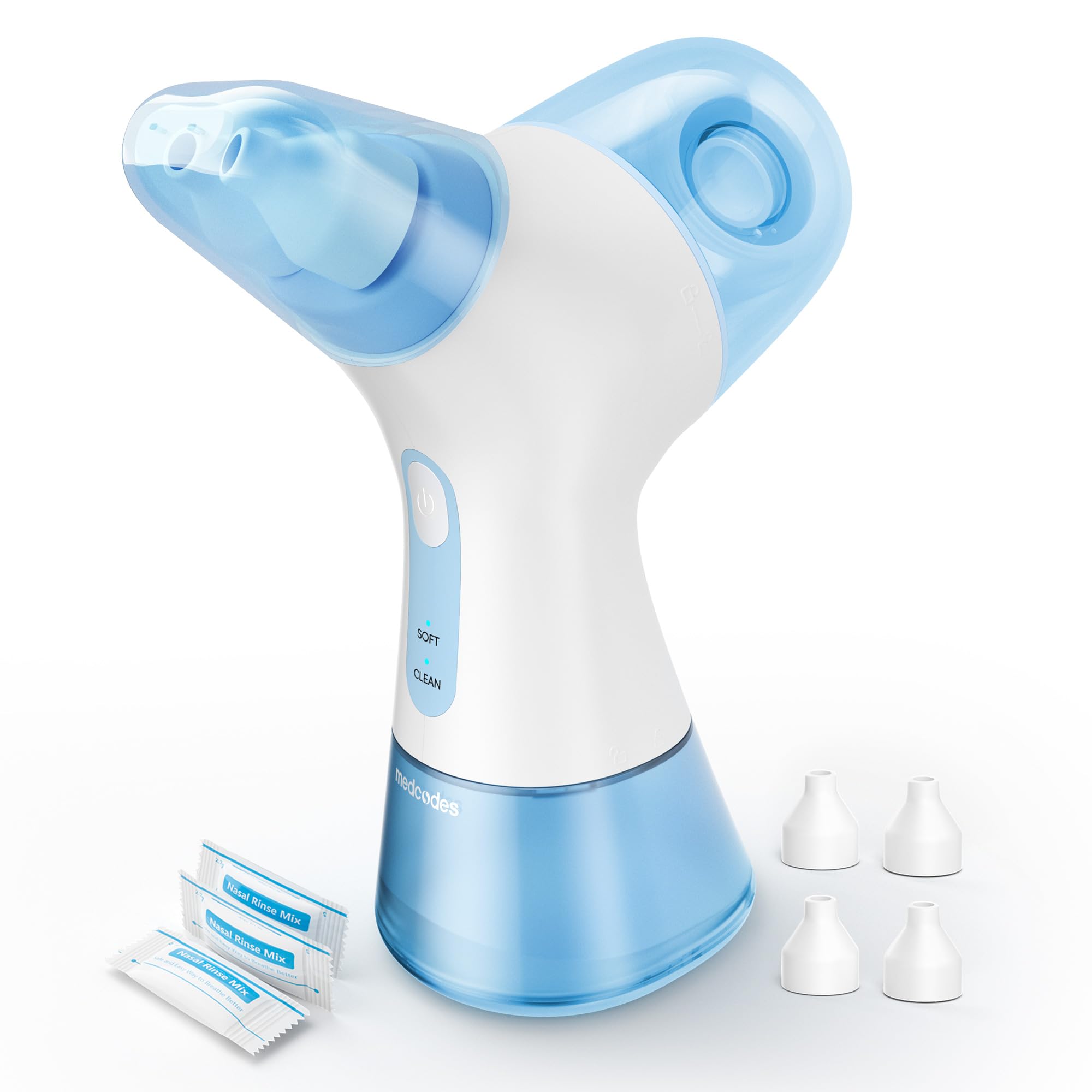 Douche nasale, système de rinçage nasal électrique pour soulager rapidement les douleurs nasales, nettoyeur nasal à 2 modes avec auto-nettoyage et fonction d'élimination automatique des déchets, 30