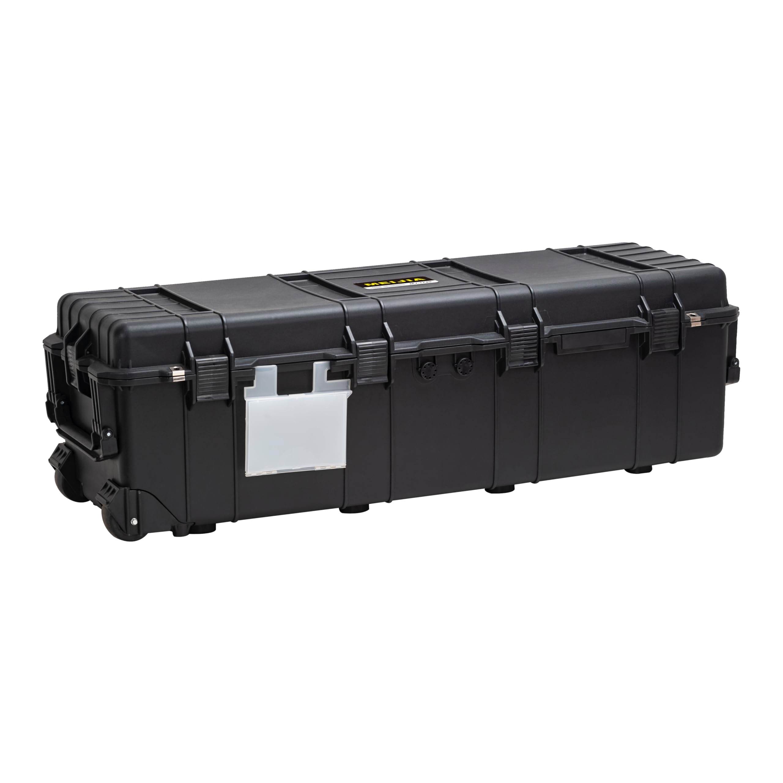 MEIJIA Portable Rolling Waterproof All Weather Hard Rifle Case,Hard Gun Case with Wheels,Soft Handle Grip,Customizable Fit Foam Inserted,Black,44.16