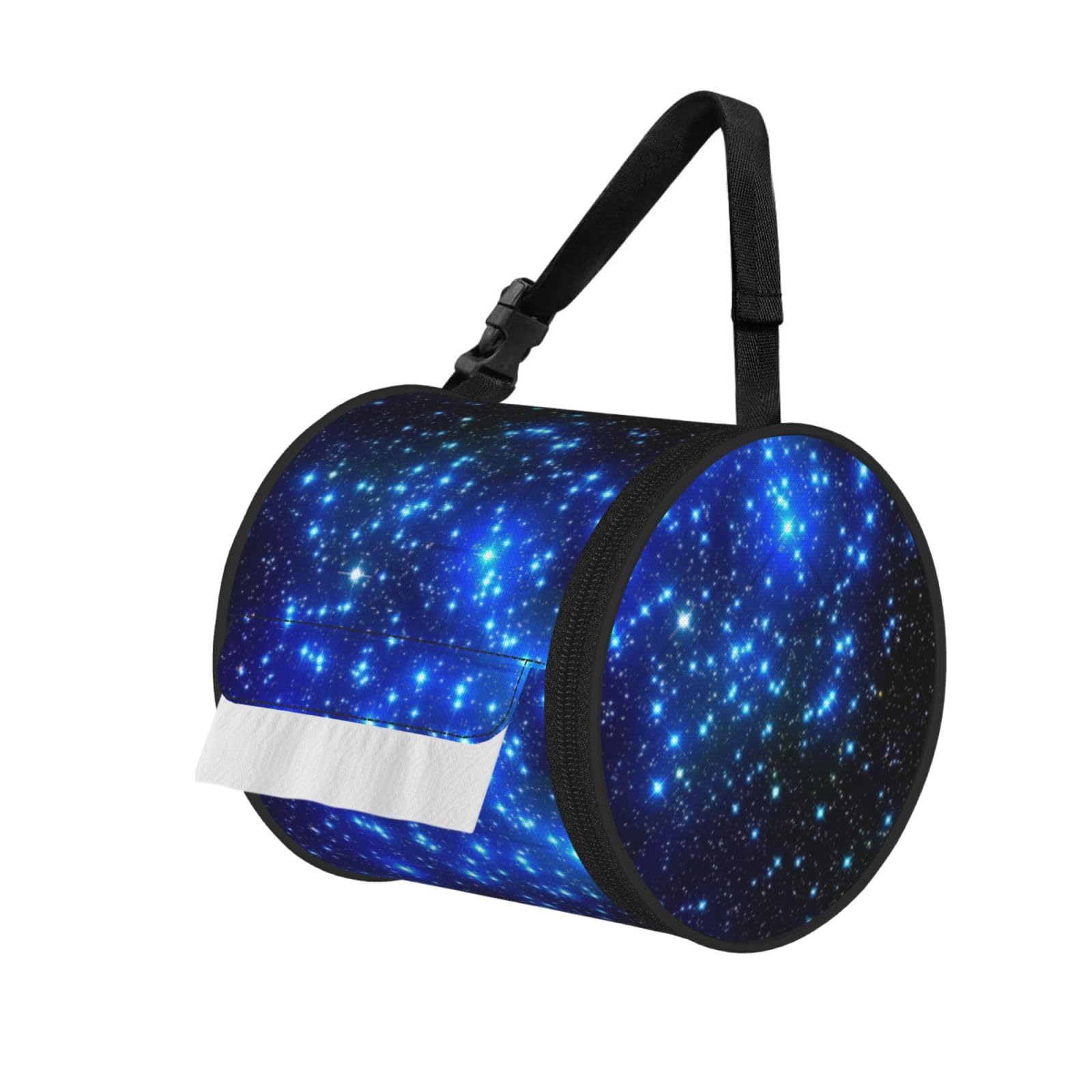 Galaxy Stars Print Round Paper Tissue Holder With Shoulder Strap, Portable Roll Case For Caravan Travel Use