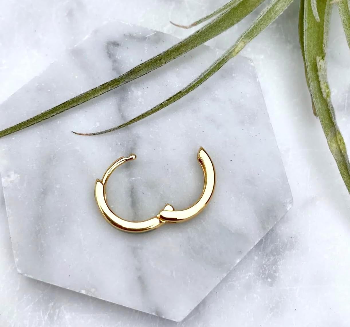 Malachite Gold Hoop Earrings - lightweight, huggie. hoops, small hoops for women