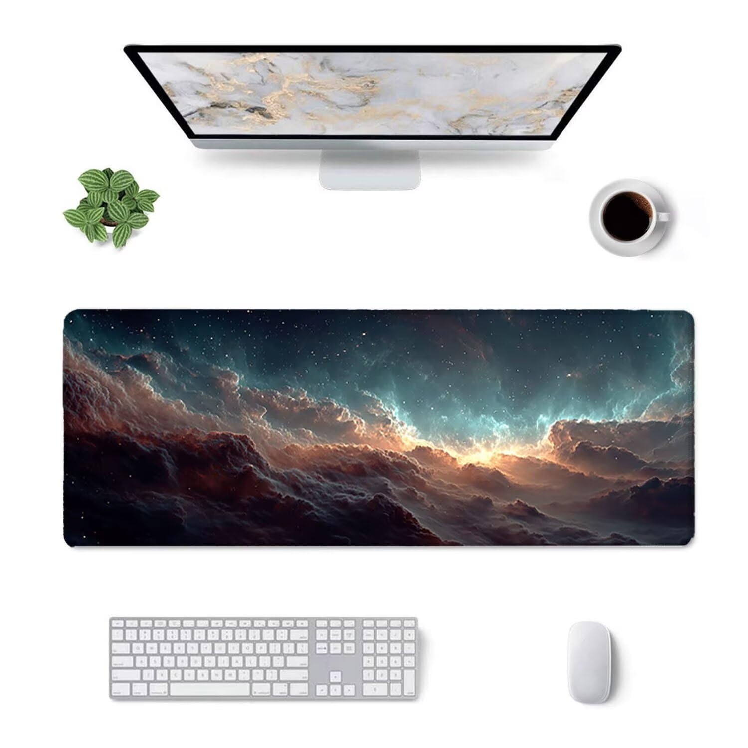 Tapis de Souris Gaming XXL (1200x600mm) - Grand Tapis Bureau Antidérapant Étanche Bords Cousus Caoutchouc Naturel pour Gamer PC Portable Bureau - Précision Vitesse Confort Ciel étoilé Abstrait G-856