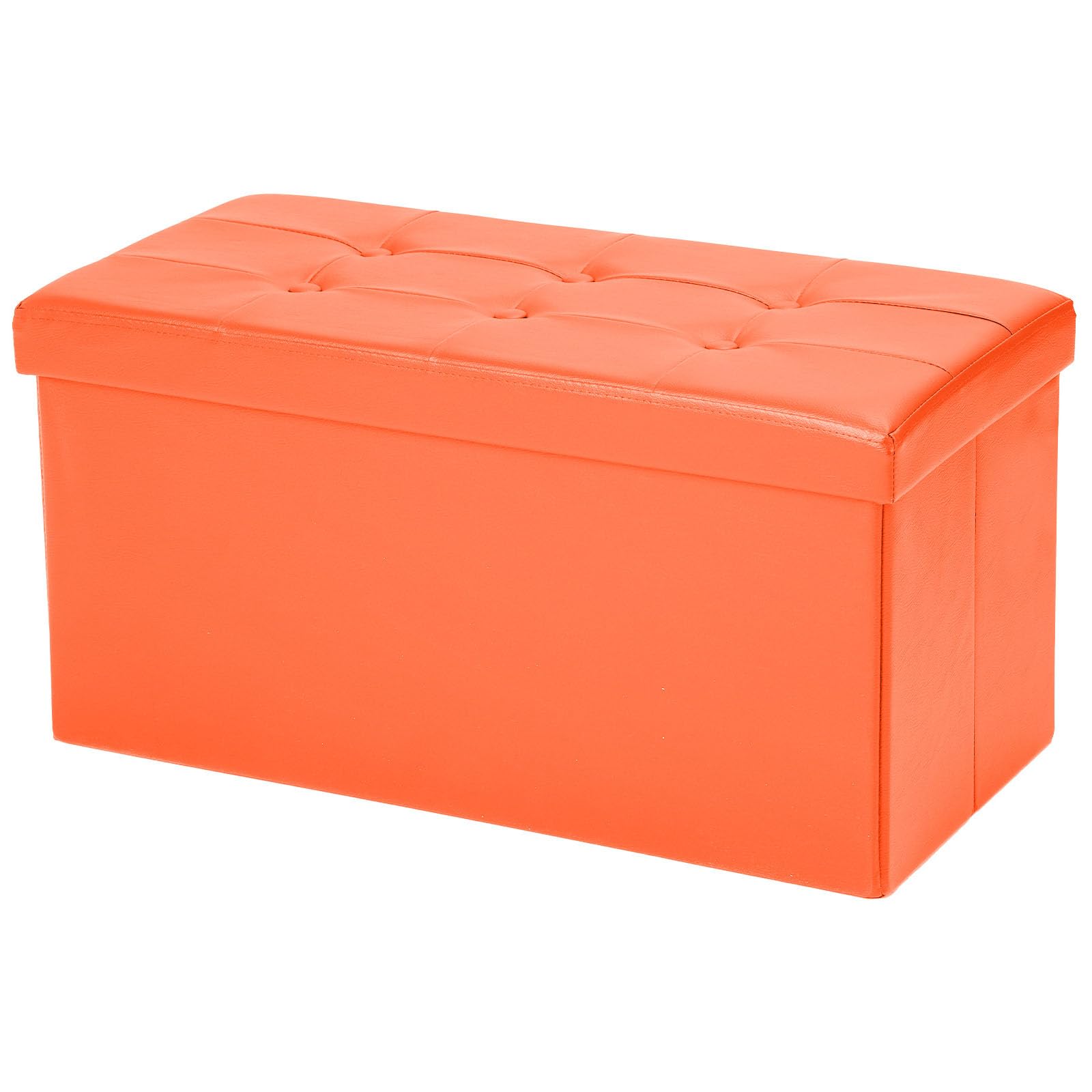 COSYLAND Puff Almacenaje 80L, Banco Almacenaje, Capacidad de Carga 200 kg, Baúl para Dormitorio, Salón, Entrada, Organizador Multifuncional, Plegable, 76x38x38cm, Naranja Oscuro