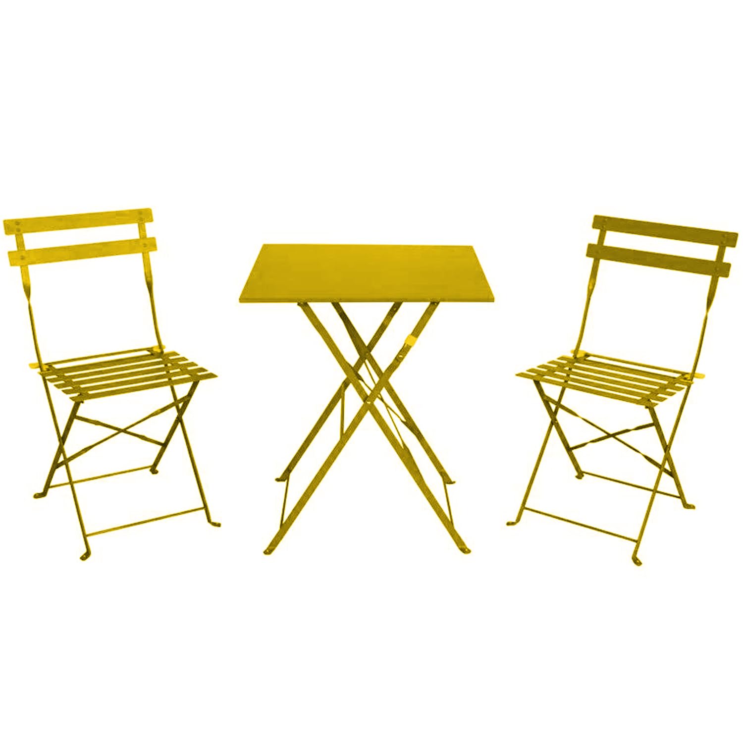 Marvin Set BISTROT Tavolo e Sedie Pieghevoli 60x60 Da Giardino Terrazzo Patio Salvaspazio (Giallo)