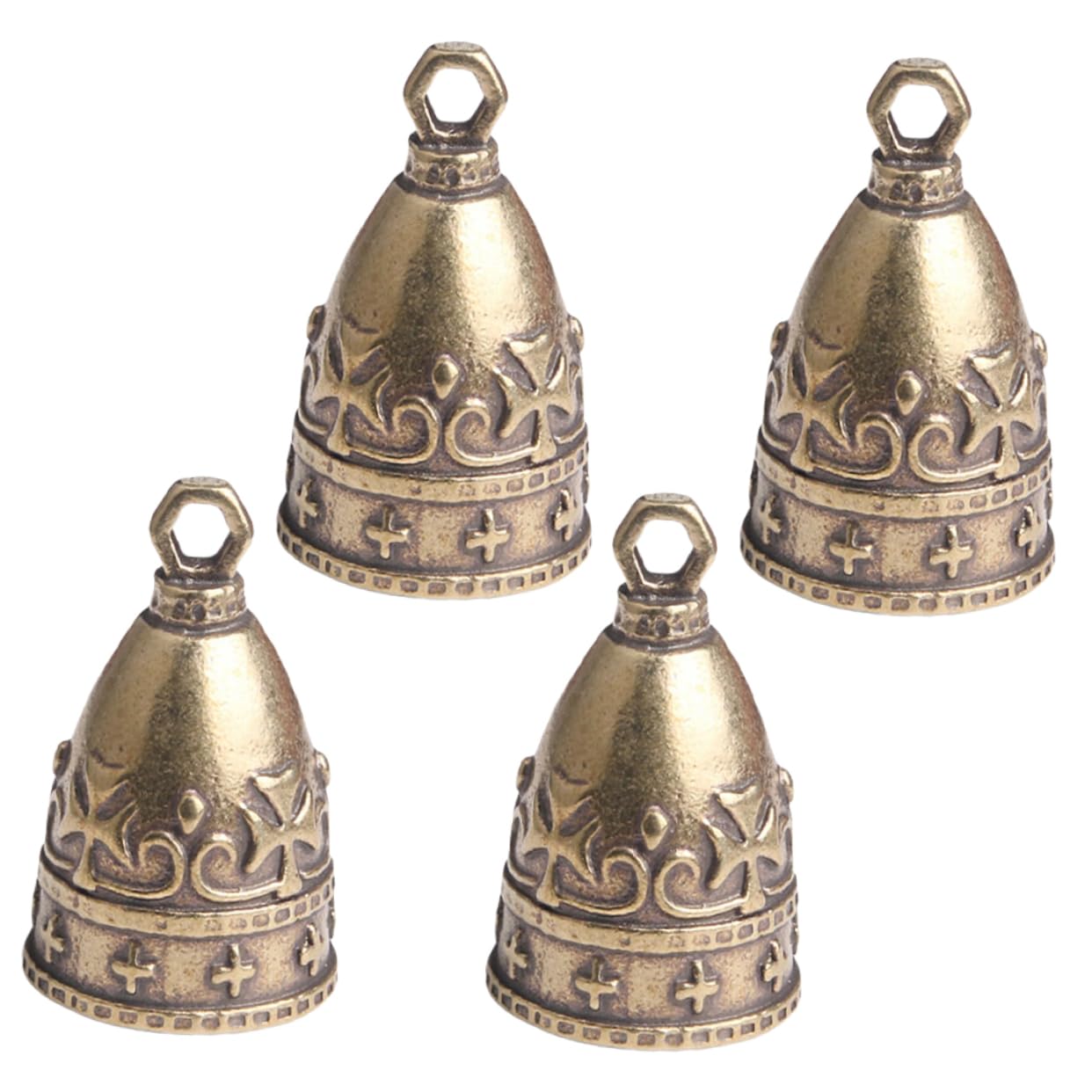 BESPORTBLE 4 Set Rame Invecchiato Vintage Campanelli Eolici Fai da Te Tromba Ciondolo Campana in Rame 4 Pezzi (Antico Invecchiato) Anello Pendente Hanger Cloche 4 Pezzi * 4